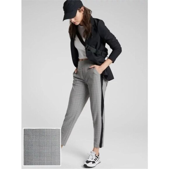 Athleta Gray Brooklyn Plaid Ankle Pants Size 6 - 47708 - Picture 2 of 15